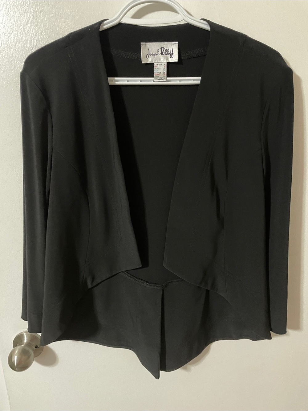 Joseph Ribkoff Black Open-Front Draped Blazer Size 6